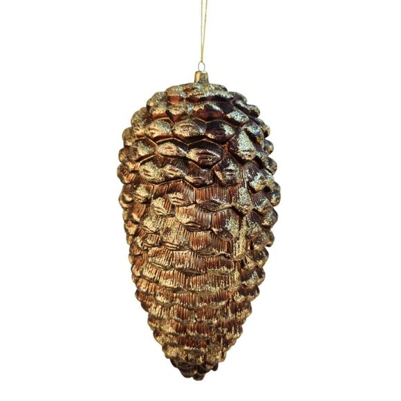 Brown & Gold Glitter Pinecone Hanging Ornament - Picture 5 of 6